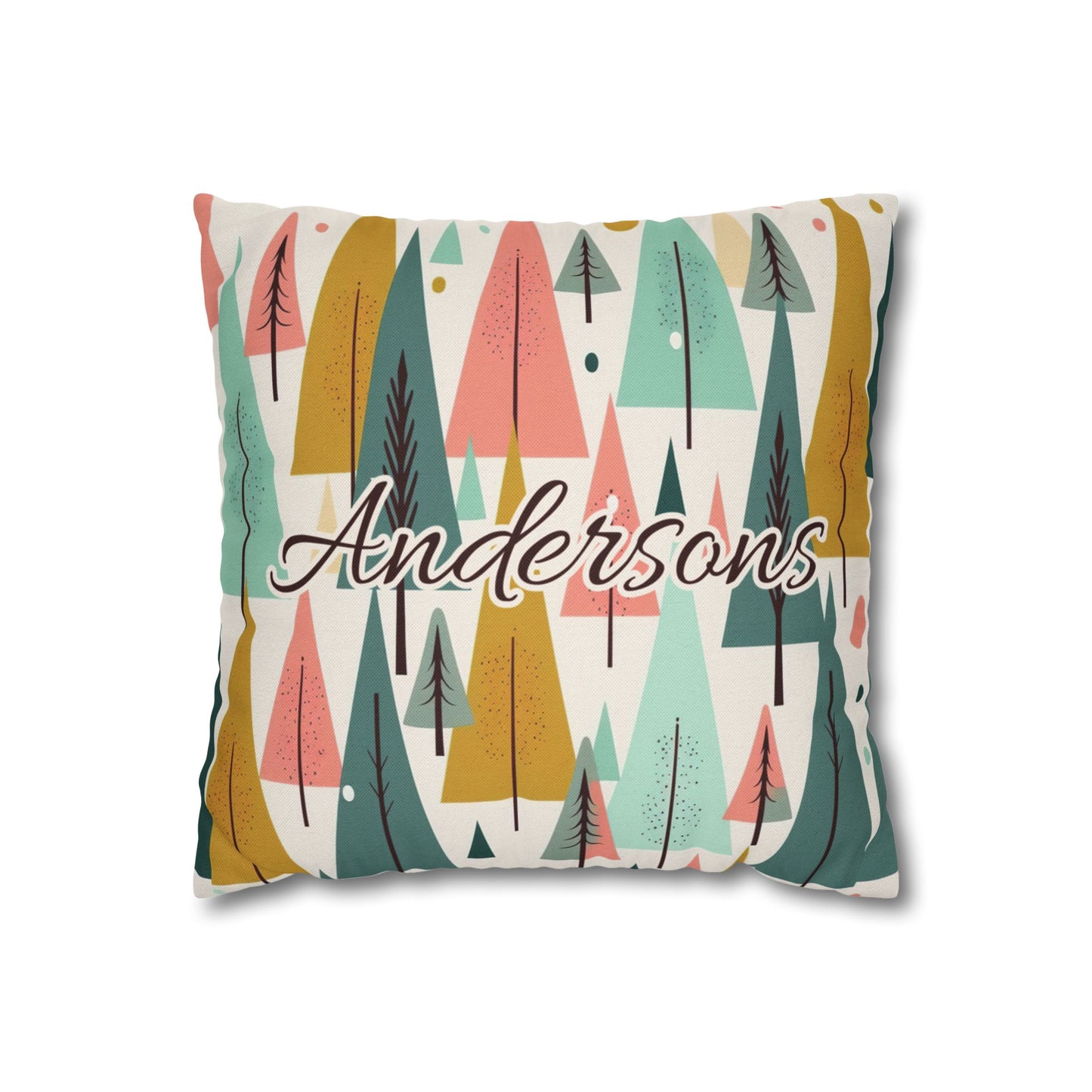 Colored Trees Faux Suede Square Pillowcase