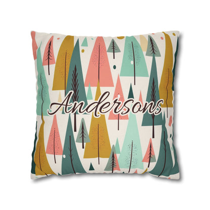 Colored Trees Faux Suede Square Pillowcase