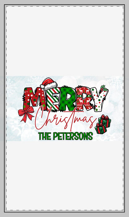 Merry Christmas Name Stitched Edge Desk Mat