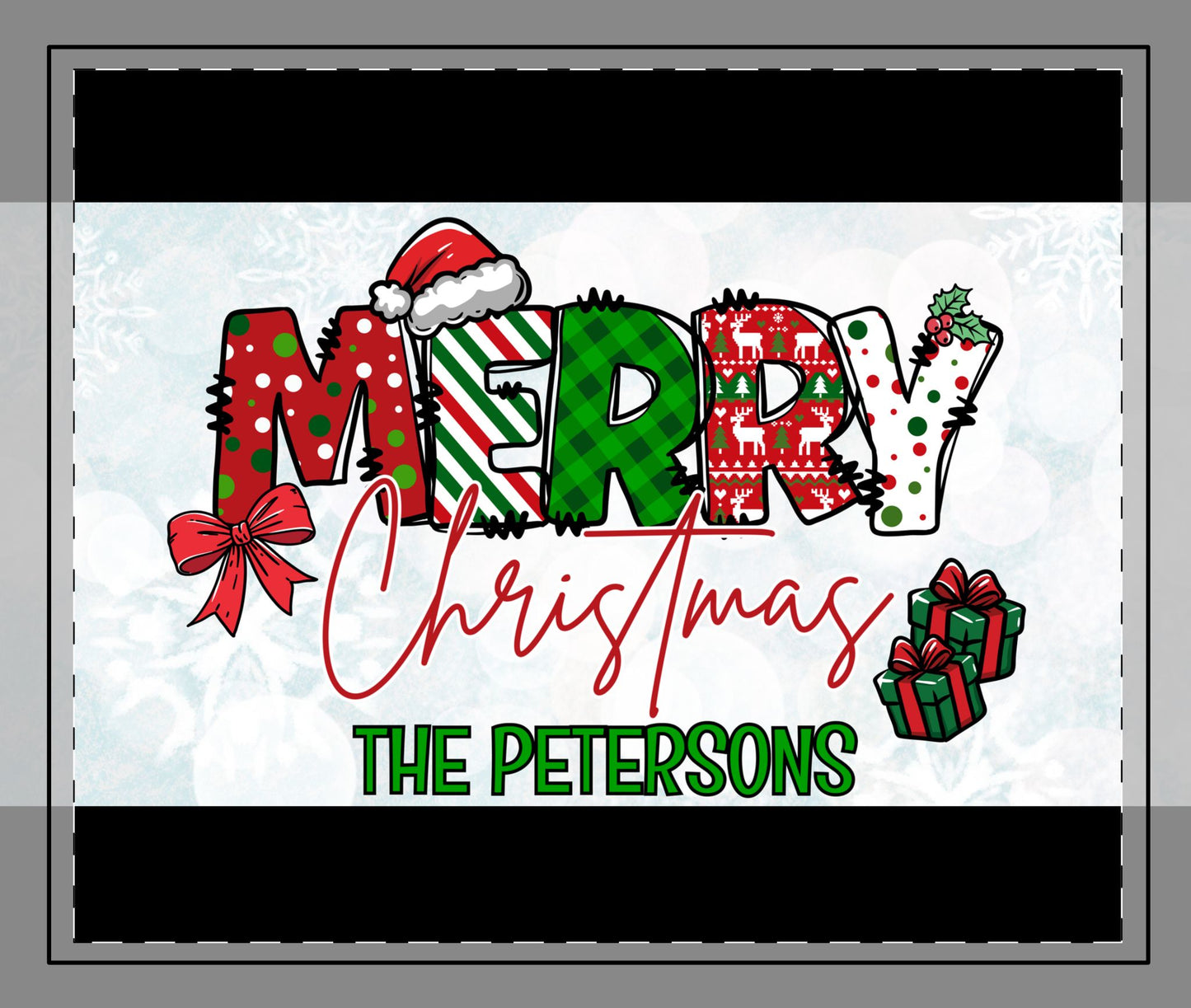 Merry Christmas Name Stitched Edge Desk Mat