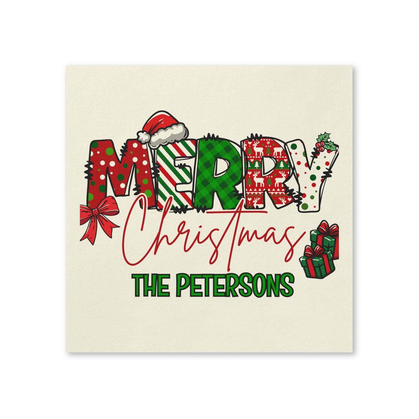 Merry Christmas Name Uncoined Napkins