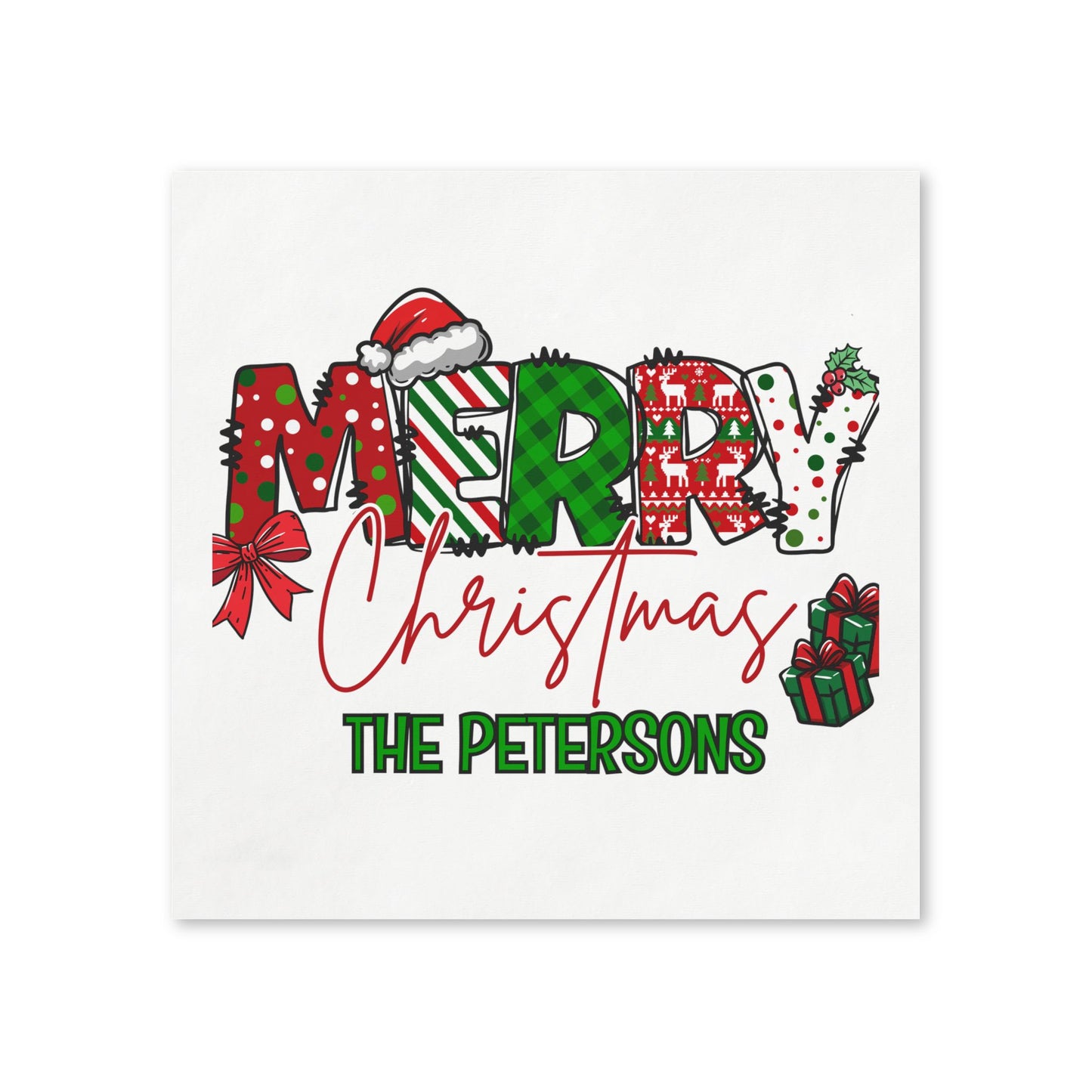 Merry Christmas Name Uncoined Napkins