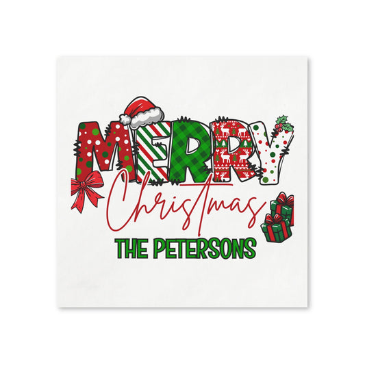 Merry Christmas Name Uncoined Napkins