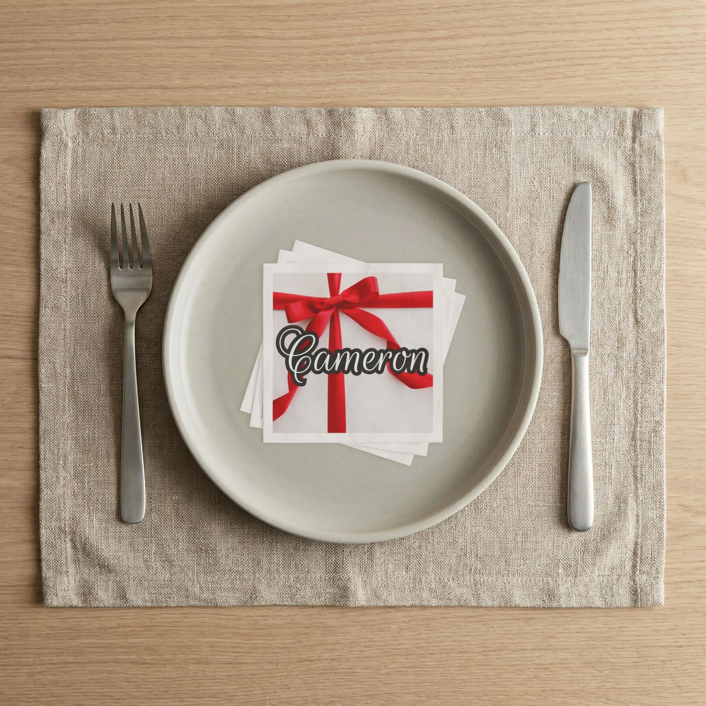 Red Bow Name Uncoined Napkins