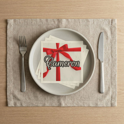 Red Bow Name Uncoined Napkins